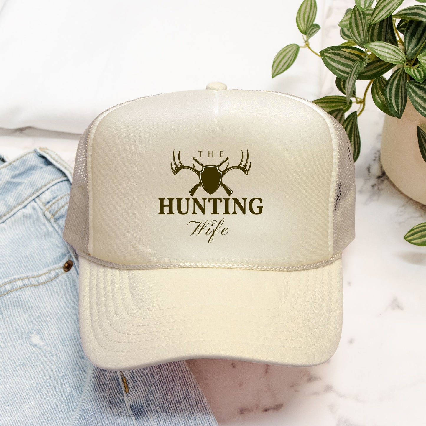 The Hunting Wife Trucker Hat Tan Hunting Hat Women Hunters Gift Outdoorsy Wife Gift Hunting Season Hat