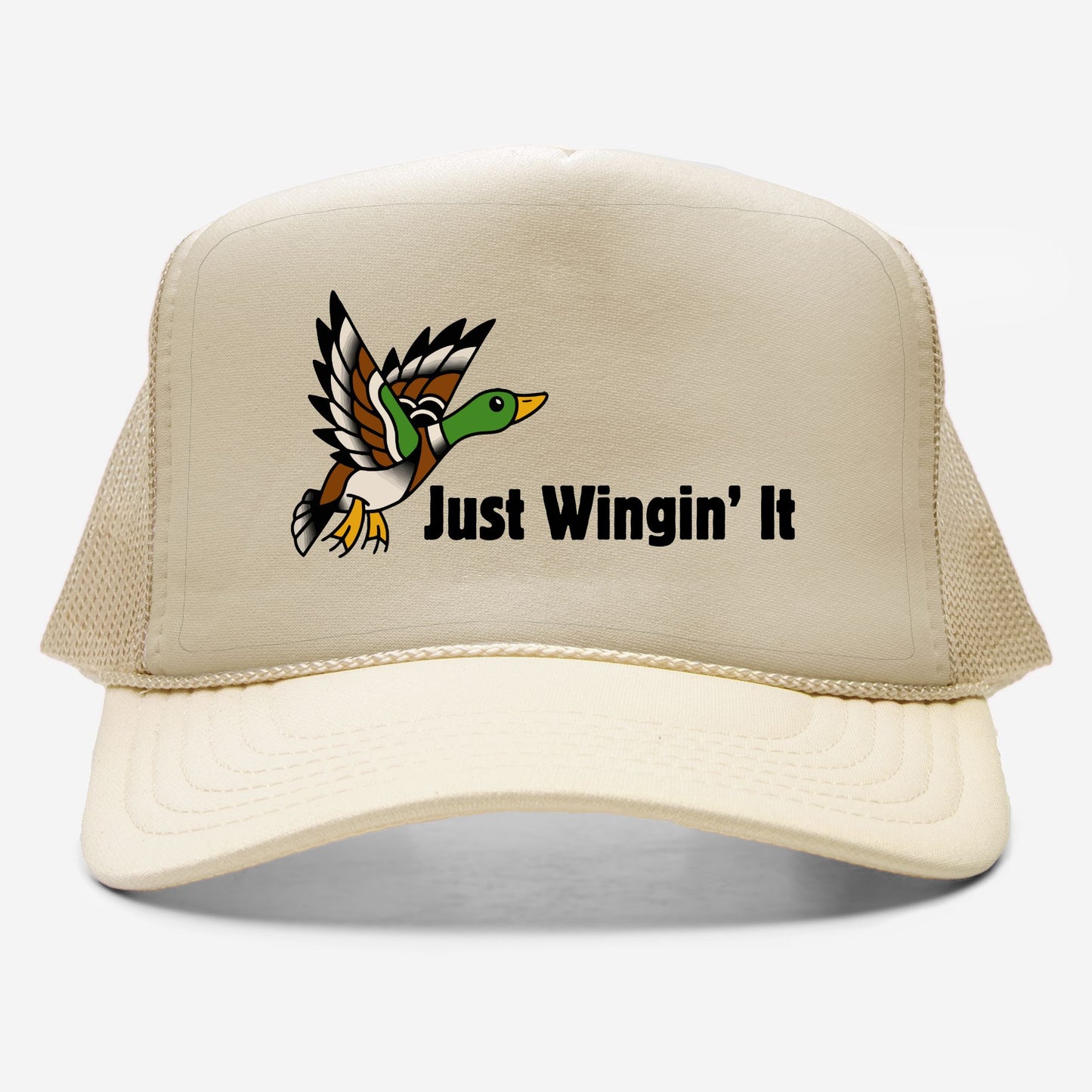 Just Winging It Foam Trucker Hat Funny Hunting Hat for Him Dad Hat Tan Hunting Season Hat Dove Season Gift