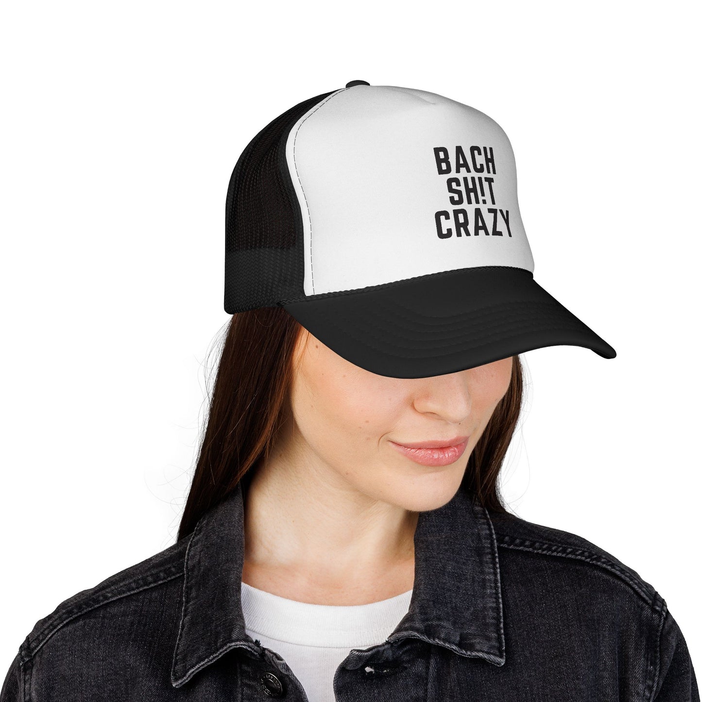 Bach Sh!t Crazy Foam Trucker Hat – Bold Black Font, Adjustable