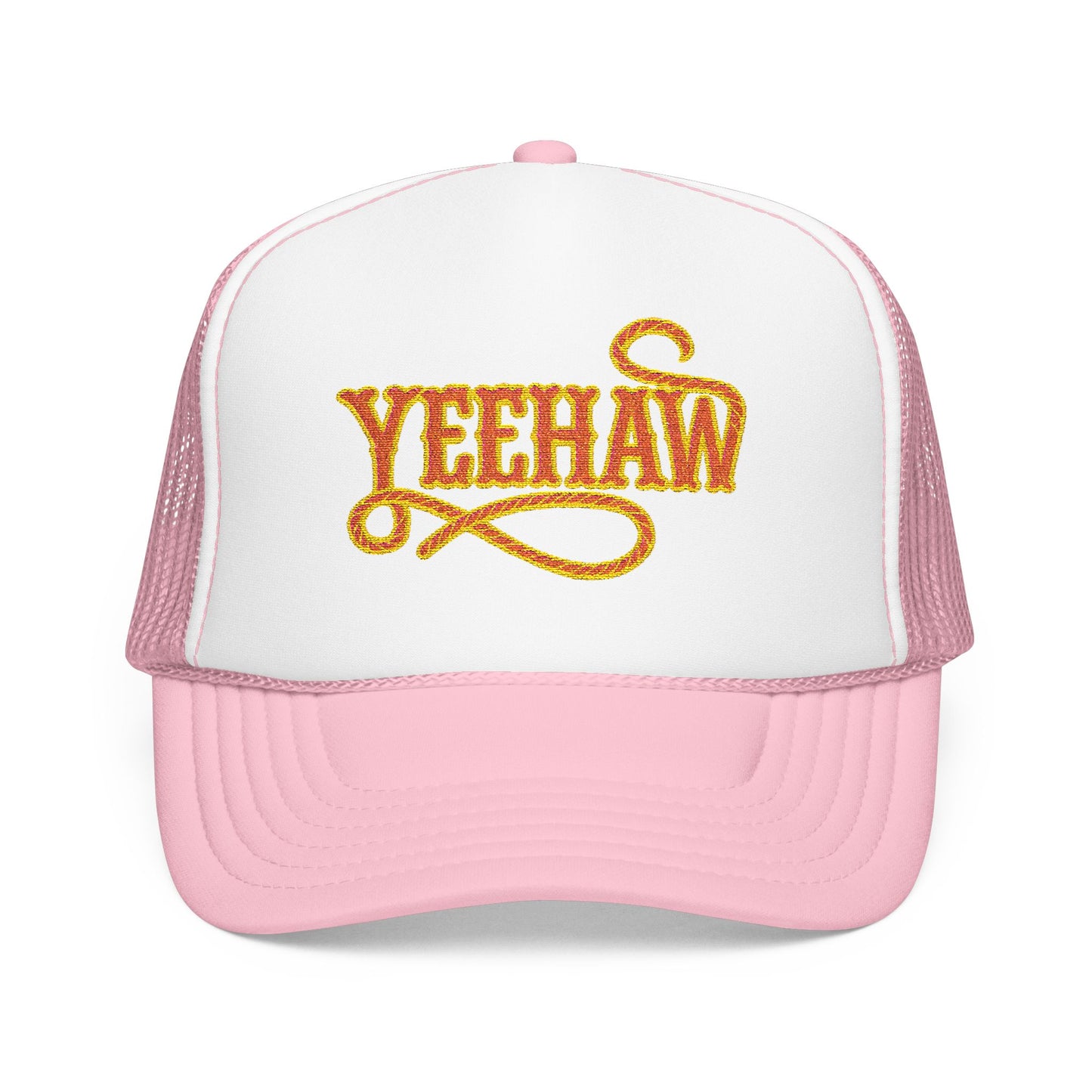 Yeehaw Trucker Hat – Pink & Yellow Embroidered Cap