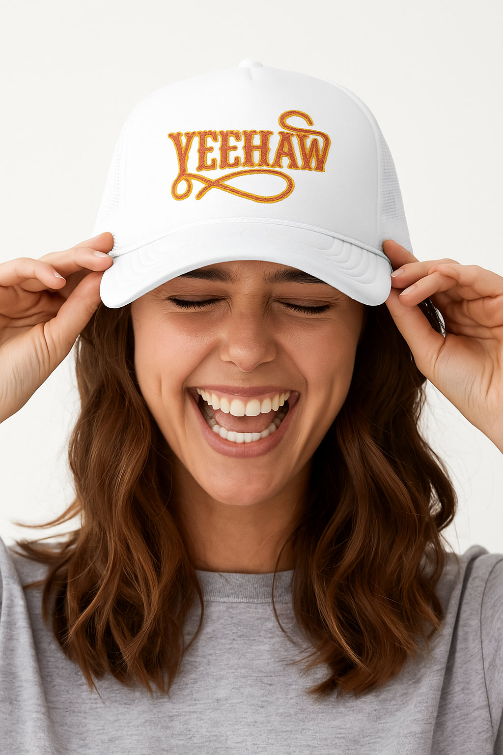 Yeehaw Trucker Hat – Pink & Yellow Embroidered Cap